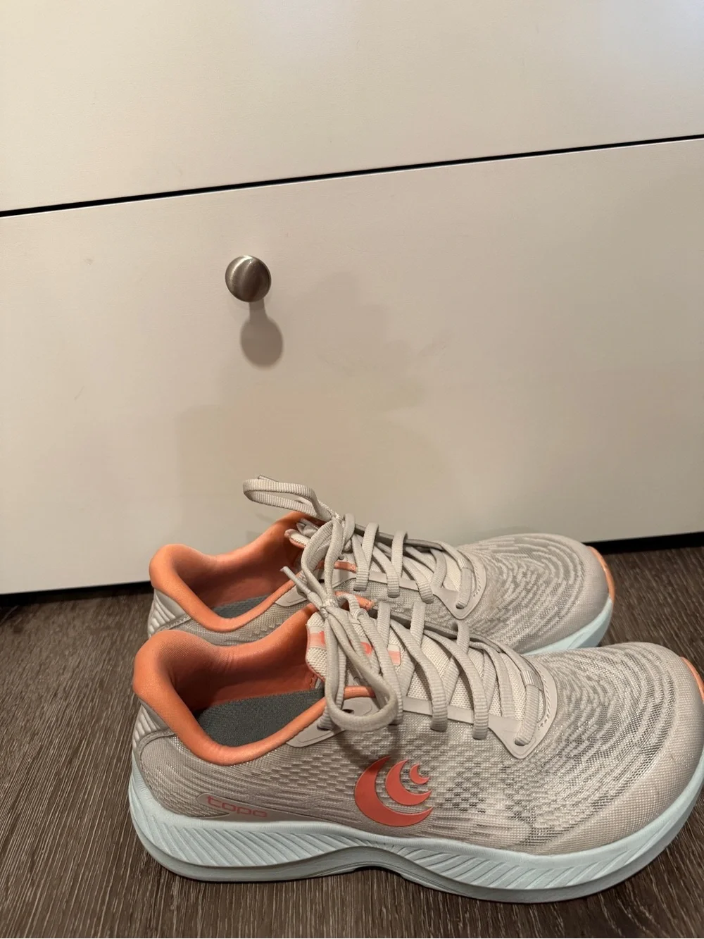 Light Gray and Coral Women's Running Sneakers